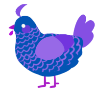 A ultramarine and blurple chicken with a lace pattern