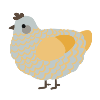 A silver and honey chicken with a lace pattern
