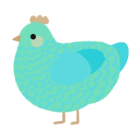 A mint and aqua chicken with a lace pattern