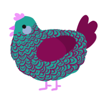 A turquoise and wine chicken with a double-lace pattern
