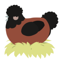 A russet and sable chicken with a head pattern