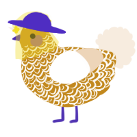 A ochre and cream chicken with a double-lace pattern