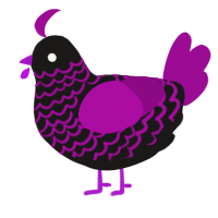 A sable and plum chicken with a lace pattern