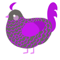 A grey and amethyst chicken with a lace pattern