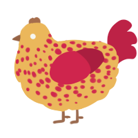 A honey and crimson chicken with a speckle pattern