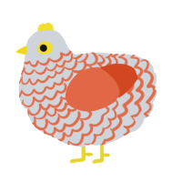 A mist and vermilion chicken with a lace pattern