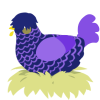 A navy and blurple chicken with a lace pattern
