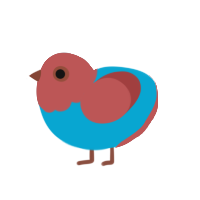 T-Shirt, a cerulean and red chicken with a head pattern