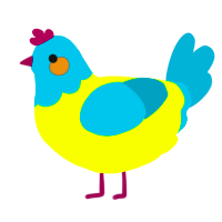 A lime and sea chicken with a head pattern