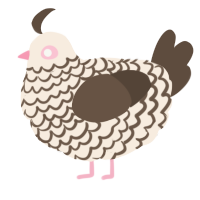 A cream and bark chicken with a lace pattern