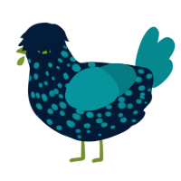 A tumblr and teal chicken with a speckle pattern