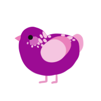 A plum and pink chicken with a neck-speckle pattern
