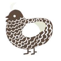A bark and white chicken with a lace pattern