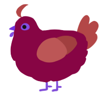 A maroon and red chicken