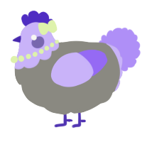 A ash and lilac chicken with a head pattern