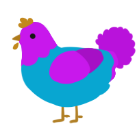 A cerulean and amethyst chicken with a head pattern