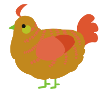 A ochre and vermilion chicken with a half-bar pattern