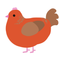 A vermilion and brown chicken with a neck-band pattern