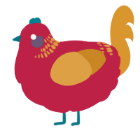 A crimson and orange chicken with a neck-band pattern