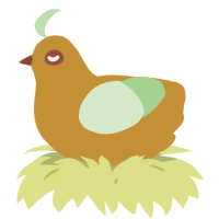 A gold and gluppy chicken