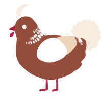 A russet and cream chicken with a neck-band pattern