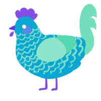 A cerulean and mint chicken with a lace pattern
