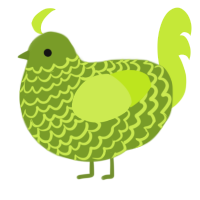 A chartreuse and lime chicken with a lace pattern