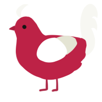 A crimson and white chicken