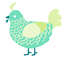A mint and apple chicken with a lace pattern