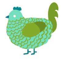 A mint and chartreuse chicken with a lace pattern