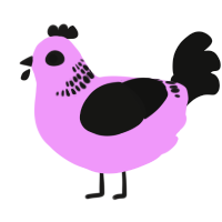 A lavender and black chicken with a neck-band pattern