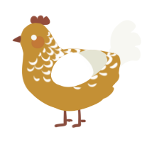 A gold and white chicken with a half-lace pattern
