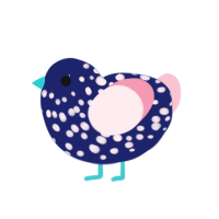 Slush Soda, a navy and rose chicken with a speckle pattern