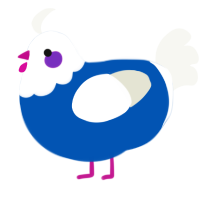 A ultramarine and white chicken with a head pattern