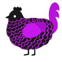 A sable and amethyst chicken with a lace pattern