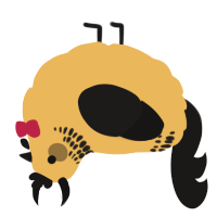 A honey and sable chicken with a neck-band pattern