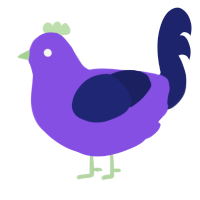 A blurple and navy chicken