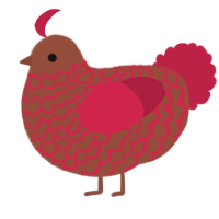 A russet and crimson chicken with a lace pattern