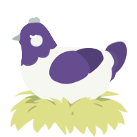 A white and overcast chicken with a head pattern