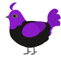 A sable and violet chicken with a head pattern