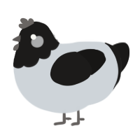 A mist and sable chicken with a head pattern