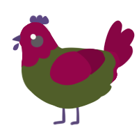A olive and maroon chicken with a head pattern