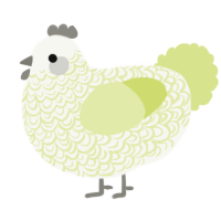 A white and lemon chicken with a double-lace pattern