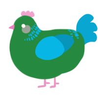 A viridian and cerulean chicken with a neck-band pattern