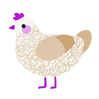 A white and beige chicken with a double-lace pattern