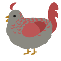 A ash and red chicken with a half-lace pattern