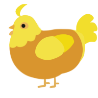 A orange and yellow chicken with a head pattern