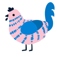 A rose and sapphire chicken with a bar pattern