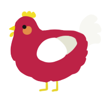 A crimson and white chicken