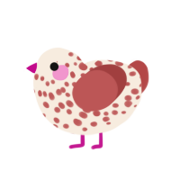 valentines choco, a cream and red chicken with a speckle pattern